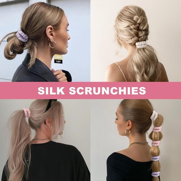 Silk Hair Ties Set 6Pcs Mulberry Smooth Gentle Hair Accessories Women Girls - Picture 7 of 7